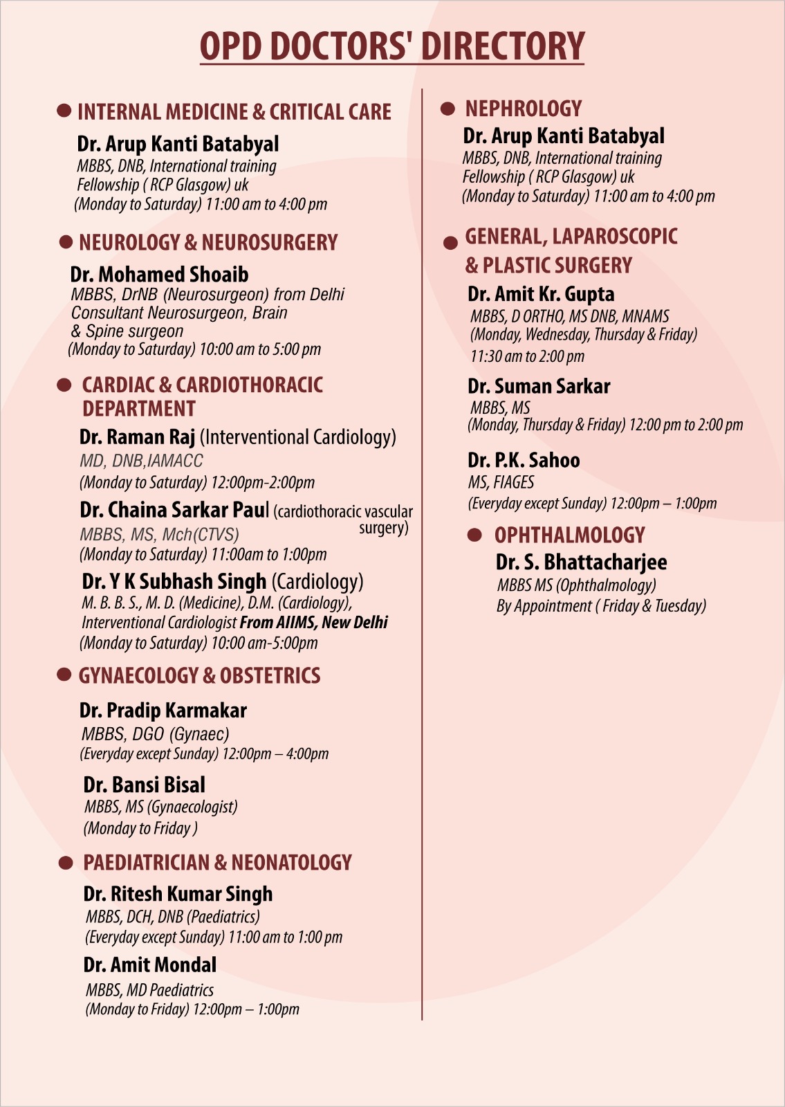 HLG Jamtara Clinic and Information Center Doctor List - HLG Hospital